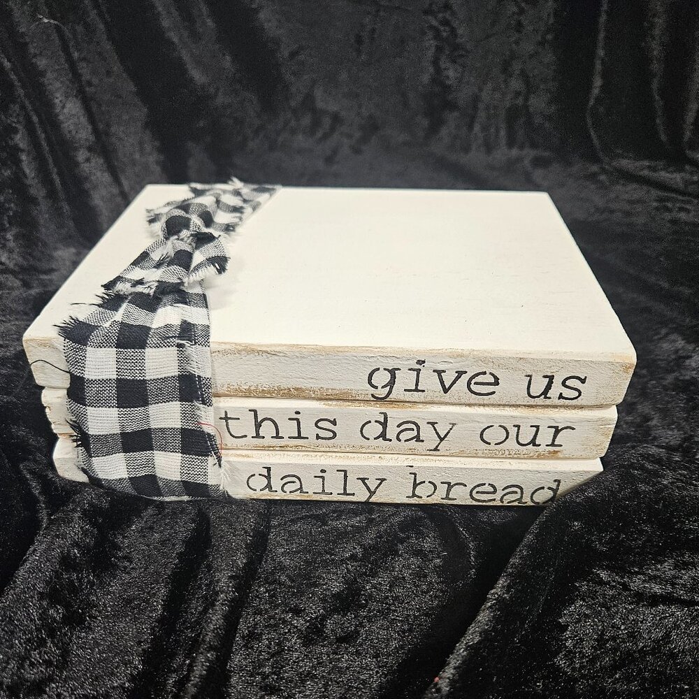 Wooden Block with Black Checker pattern ribbon